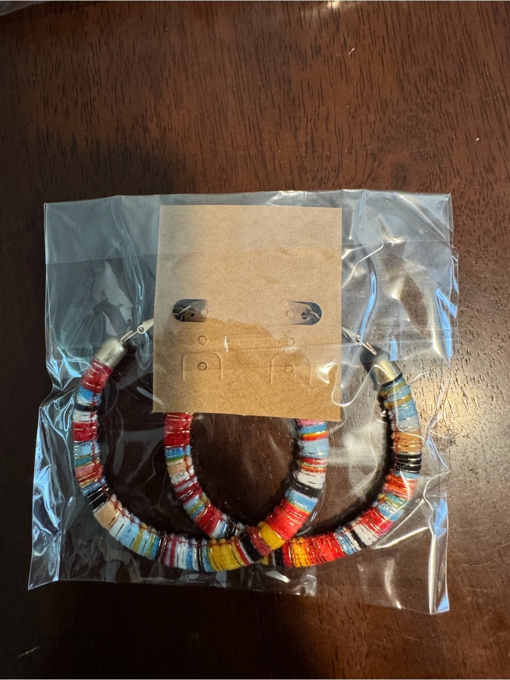 Plunder Multicolor Beaded Hoop Earrings - Red, Yellow, Blue, White